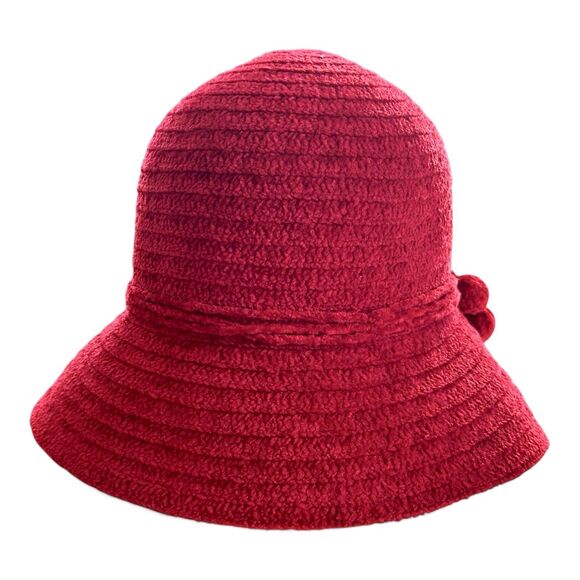 Betmar New York Chenille Hat Red Bucket Style Womens Jewel Logo Holiday X627KO - Picture 5 of 12
